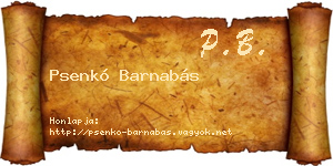 Psenkó Barnabás névjegykártya